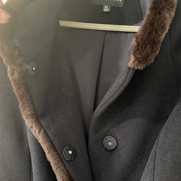 Ellen Tracy Fur Trimmed Wool Blend Cape Coat XL - Picture 6 of 10